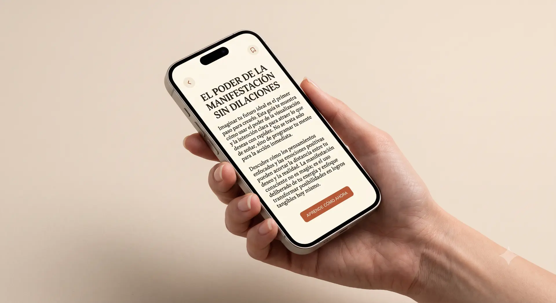 Mockup iPhone con la guía abierta