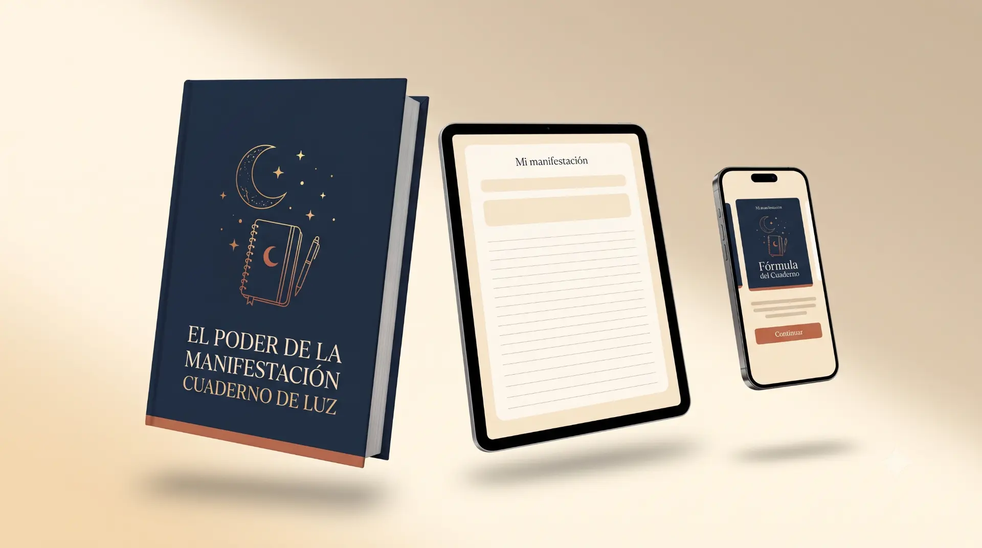 Mockup iPad y celular con página del cuaderno